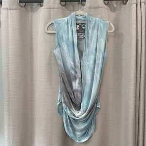 Young Fabulous & Broke Blue Gray Draped Sleeveless Blouse
